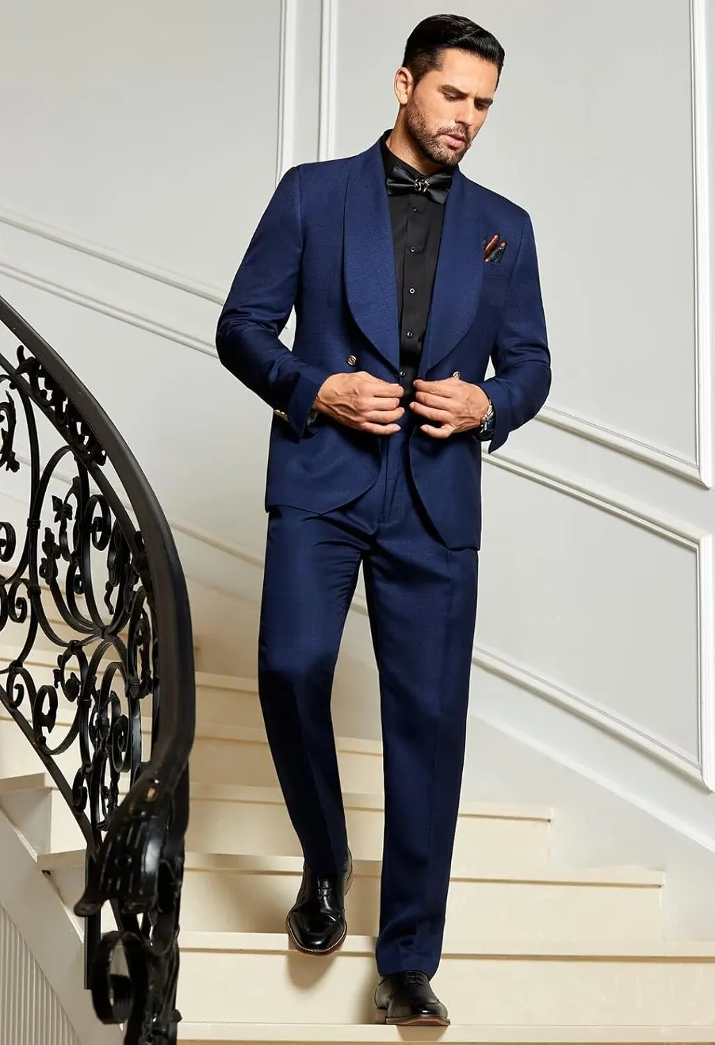 2 Piece Mens Suit Slim Fit Shawl Lapel Tuxedo for Mens Wedding Formal Business Party Prom for Men Blazer Jacket and Pant