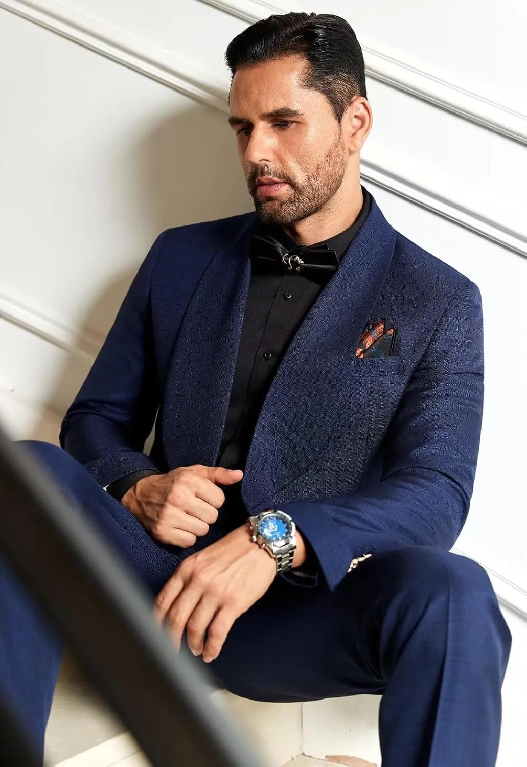 2 Piece Mens Suit Slim Fit Shawl Lapel Tuxedo for Mens Wedding Formal Business Party Prom for Men Blazer Jacket and Pant
