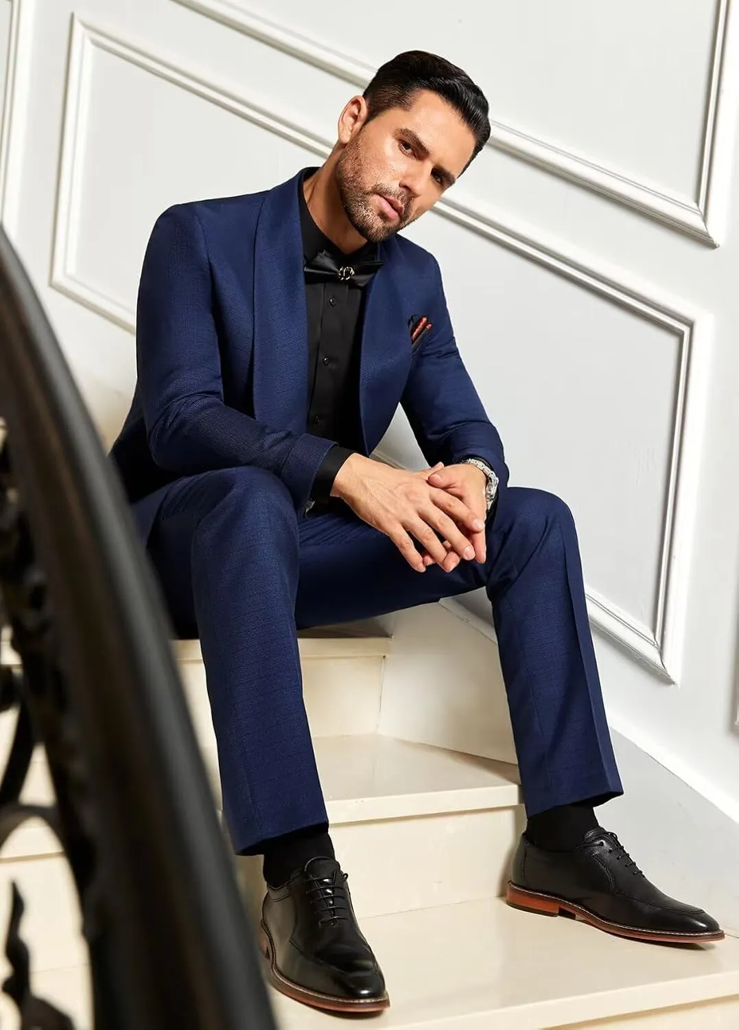 2 Piece Mens Suit Slim Fit Shawl Lapel Tuxedo for Mens Wedding Formal Business Party Prom for Men Blazer Jacket and Pant