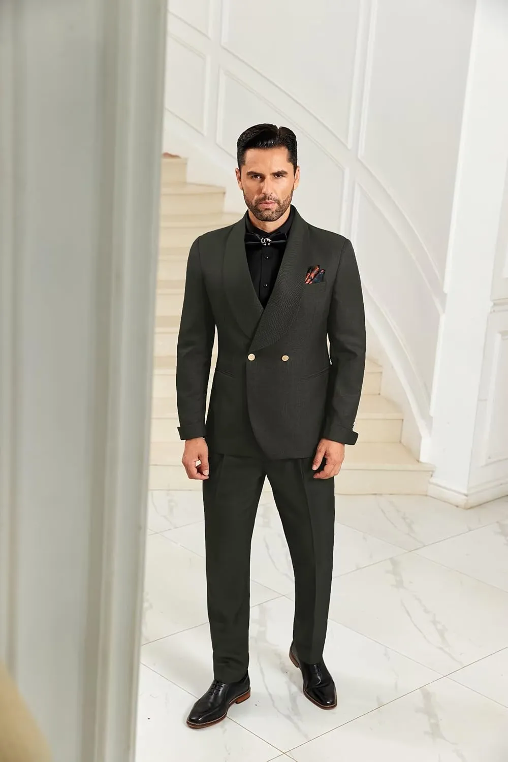 2 Piece Mens Suit Slim Fit Shawl Lapel Tuxedo for Mens Wedding Formal Business Party Prom for Men Blazer Jacket and Pant