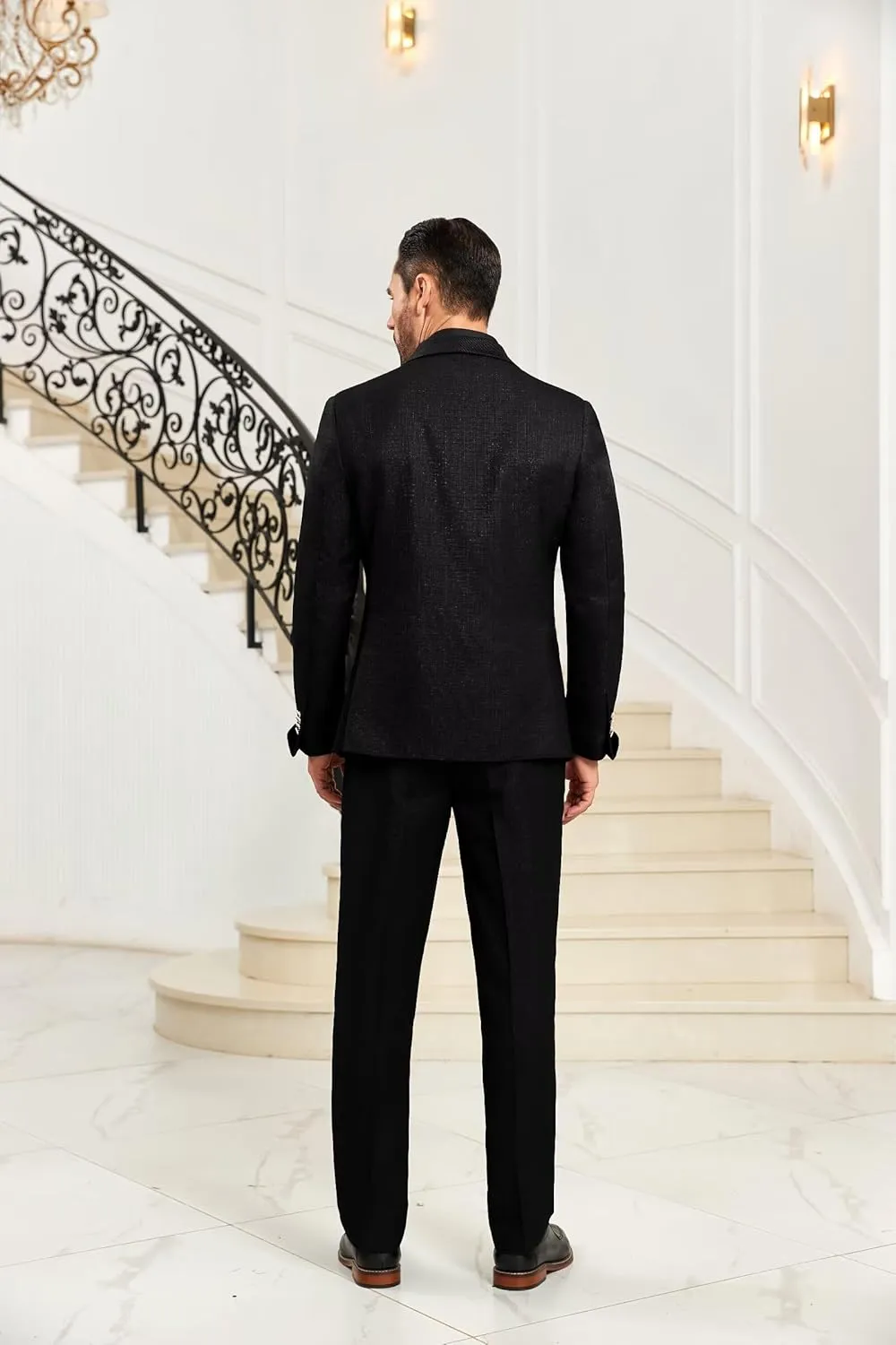 2 Piece Mens Suit Slim Fit Shawl Lapel Tuxedo for Mens Wedding Formal Business Party Prom for Men Blazer Jacket and Pant
