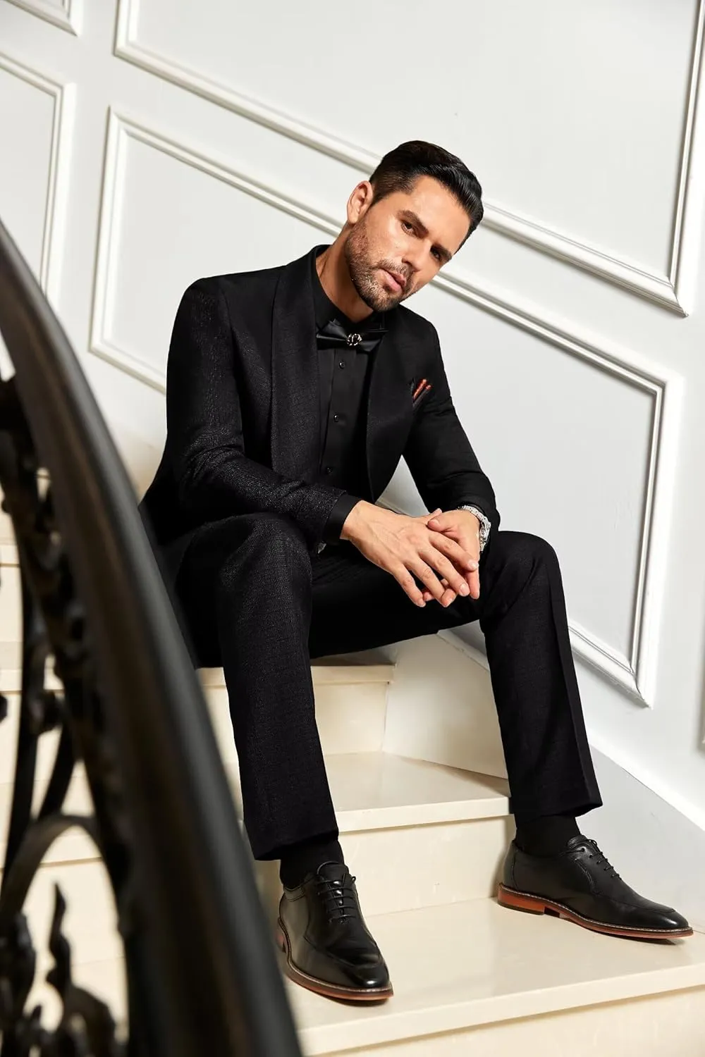 2 Piece Mens Suit Slim Fit Shawl Lapel Tuxedo for Mens Wedding Formal Business Party Prom for Men Blazer Jacket and Pant