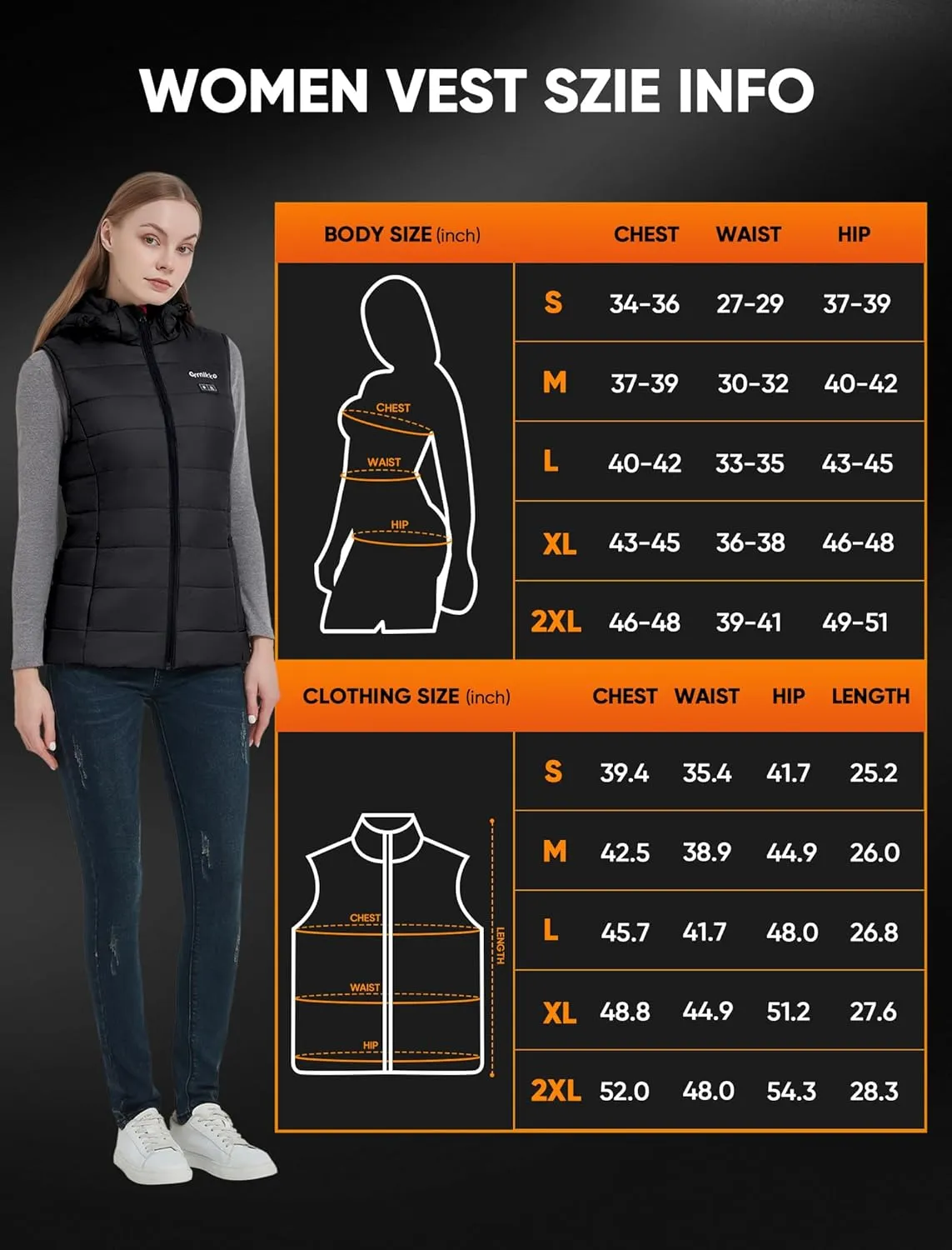 [2024 All-New] Heated Vest Women - Detachable Heated Hood, With 7.4V 16000mAh Battery Pack