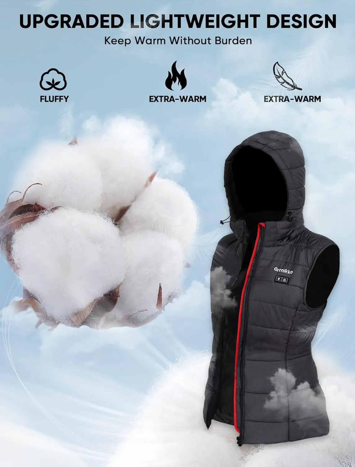 [2024 All-New] Heated Vest Women - Detachable Heated Hood, With 7.4V 16000mAh Battery Pack
