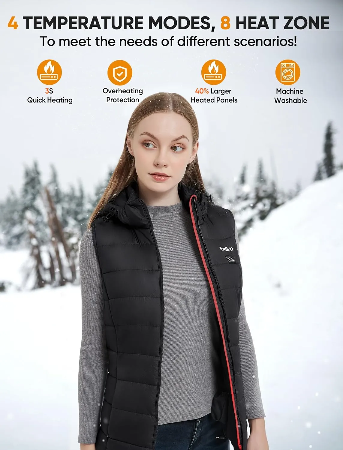 [2024 All-New] Heated Vest Women - Detachable Heated Hood, With 7.4V 16000mAh Battery Pack