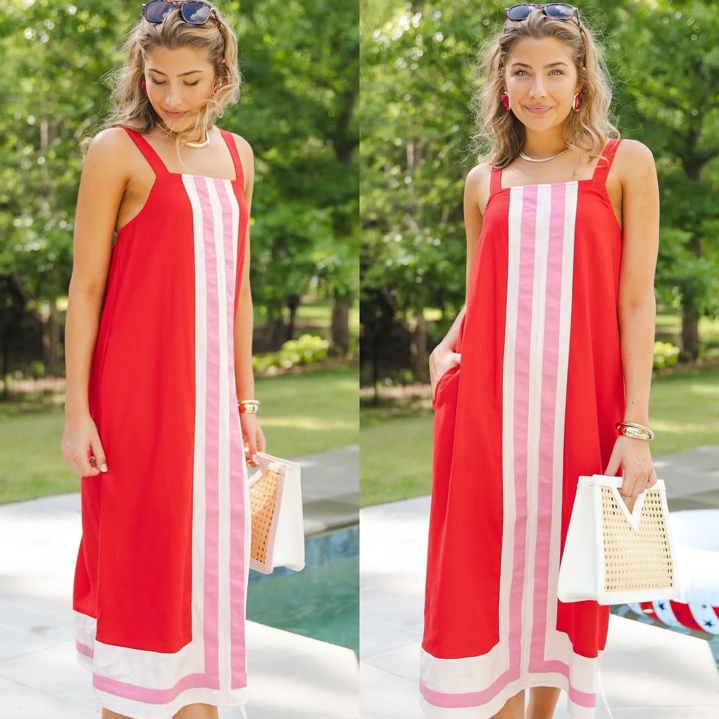 2025 Women Boho Summer Floral Dress Color Block Maxi Casual Striped Beach Coverups Overall Dress