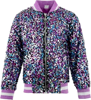 2Bunnies Girl Ombre Pastel Gradient Shimmer Sparkle Colorful Sequin Bomber Jacket