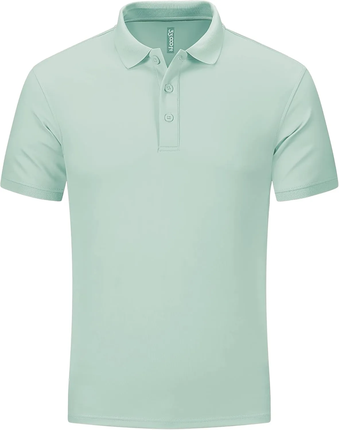 33,000ft Men's Golf Polo Shirts Short Sleeve Dry Fit Moisture Wicking Outdoor Sports Athletic Tennis Performance T-Shirt Green