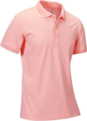 33,000ft Men's Golf Polo Shirts Short Sleeve Dry Fit Moisture Wicking Outdoor Sports Athletic Tennis Performance T-Shirt Pink