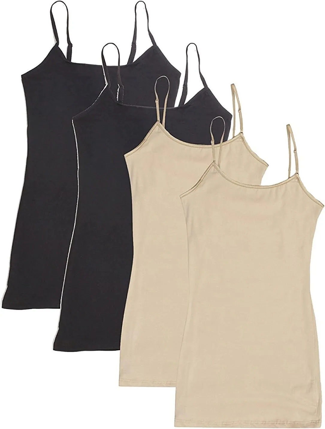 Active Basics Women's Camisole 8745 - 4 PACK: (2)BLACK(2)BEIGE, XXL