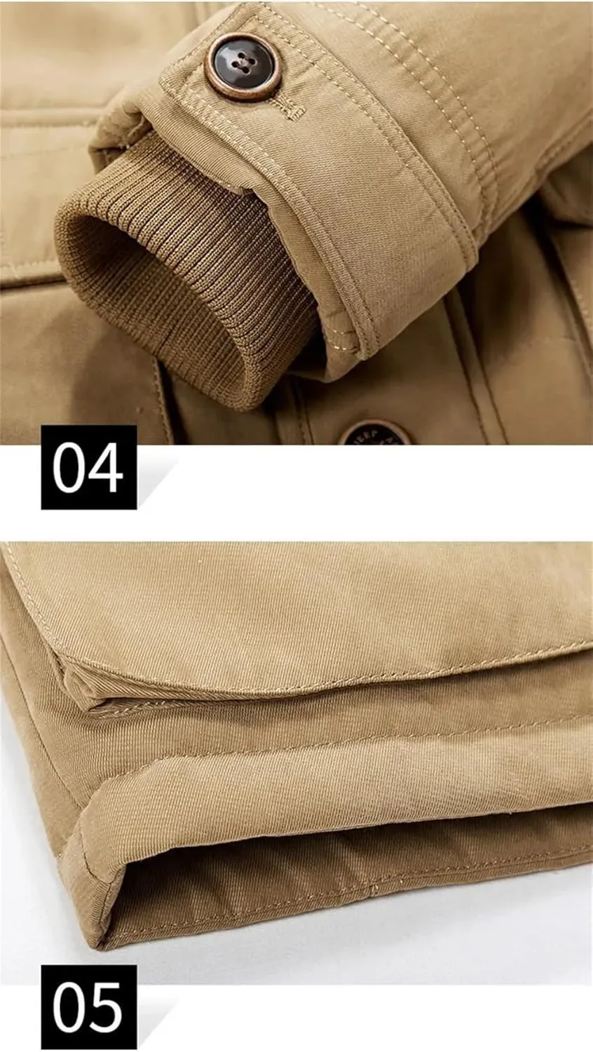 Adhdyuud Men Thick Cotton-Padded Jacket Winter Mid-Length Hooded Parka Coat With Hat Detachable