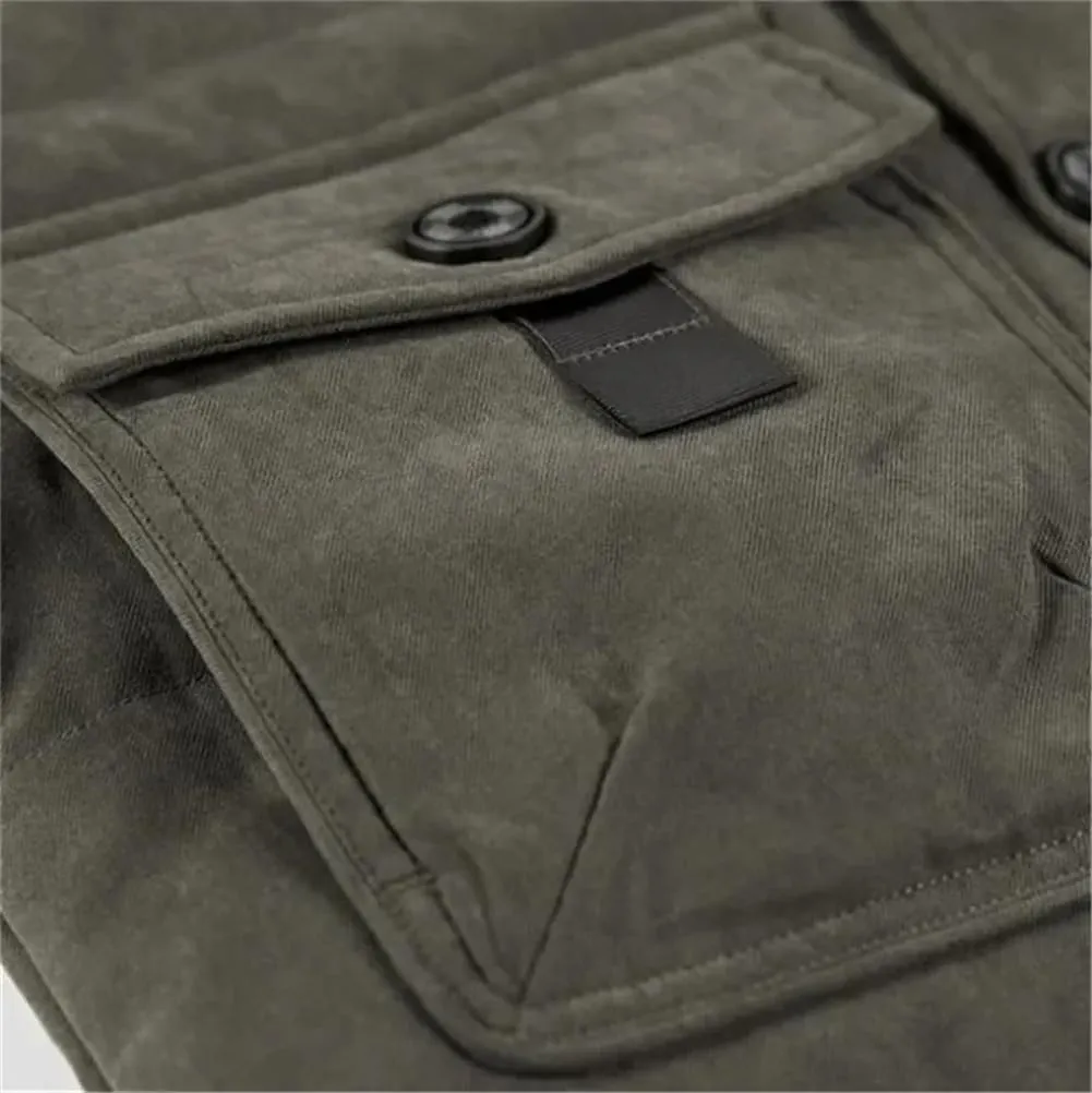 Adhdyuud Men Warm Military Hooded Fleece Coat Winter Thick Cotton Padded Long Parkas Jacket