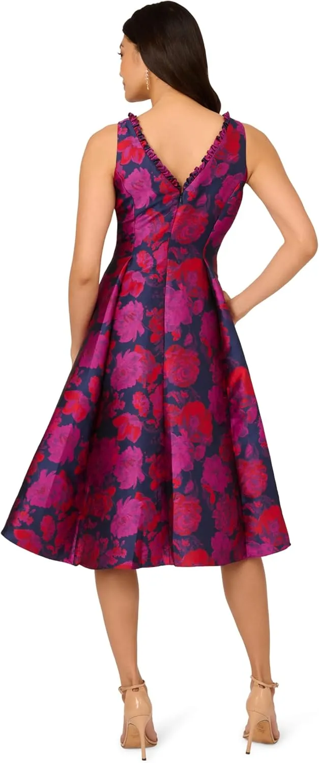 Adrianna Papell Women's Floral Jacquard High-Low Dress