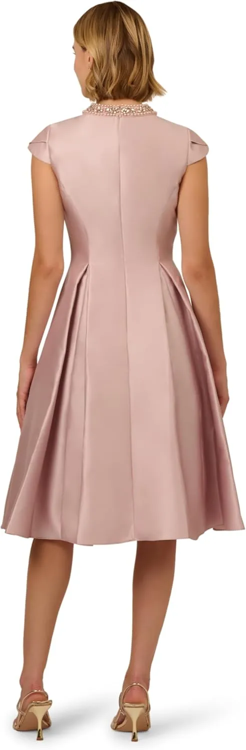 Adrianna Papell Women's Key Hole Mikado Midi Dress