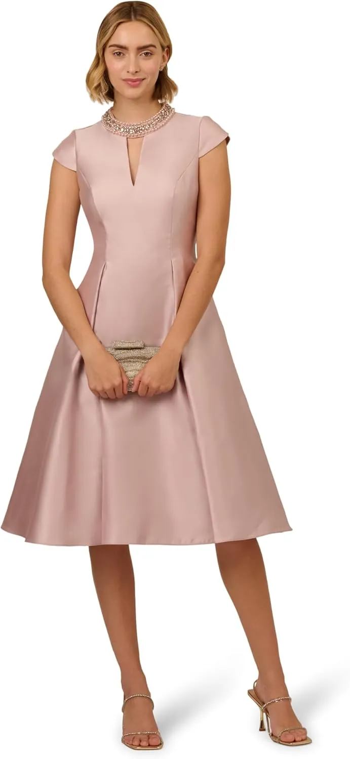 Adrianna Papell Women's Key Hole Mikado Midi Dress