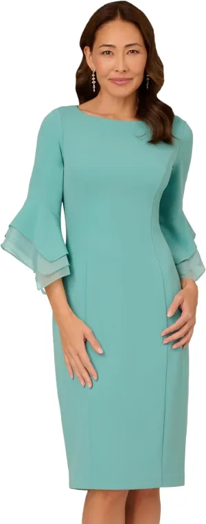 Adrianna Papell Women's Knit Crepe Tiered Sleeve Dress