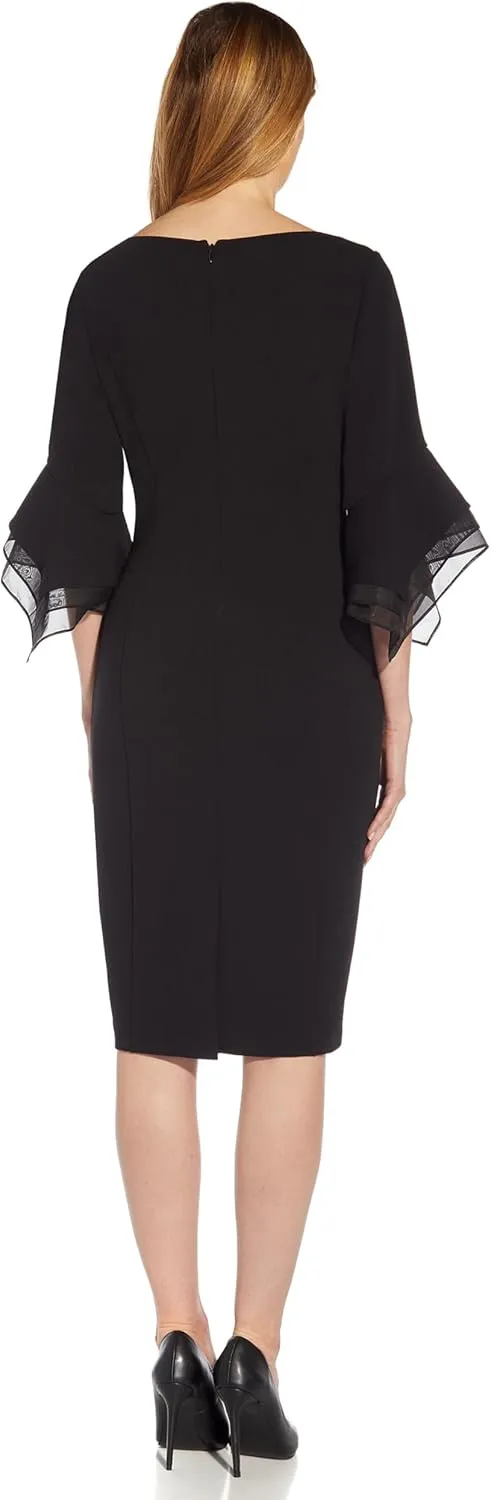 Adrianna Papell Women's Knit Crepe Tiered Sleeve Dress