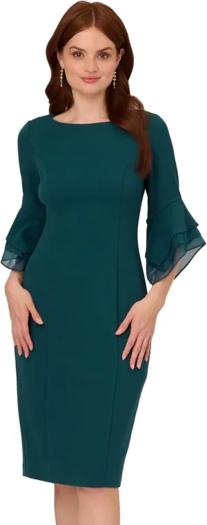 Adrianna Papell Women's Knit Crepe Tiered Sleeve Dress