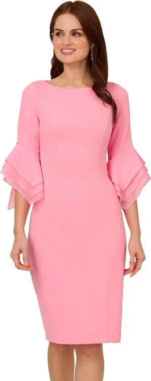 Adrianna Papell Women's Knit Crepe Tiered Sleeve Dress
