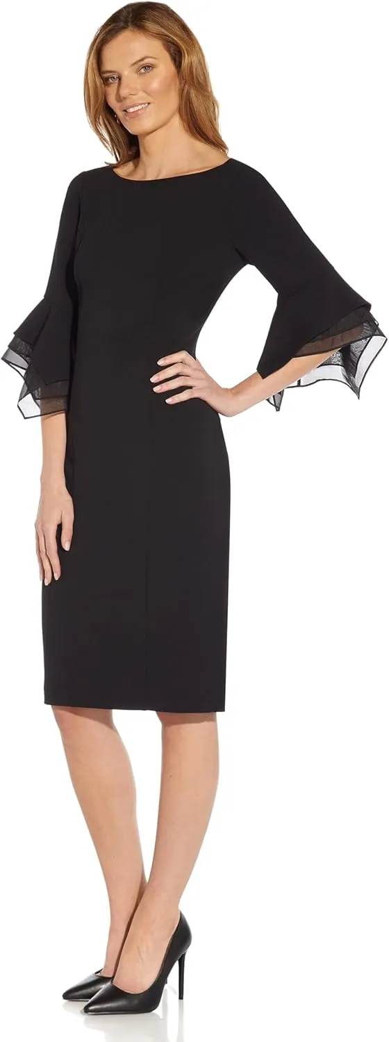 Adrianna Papell Women's Knit Crepe Tiered Sleeve Dress