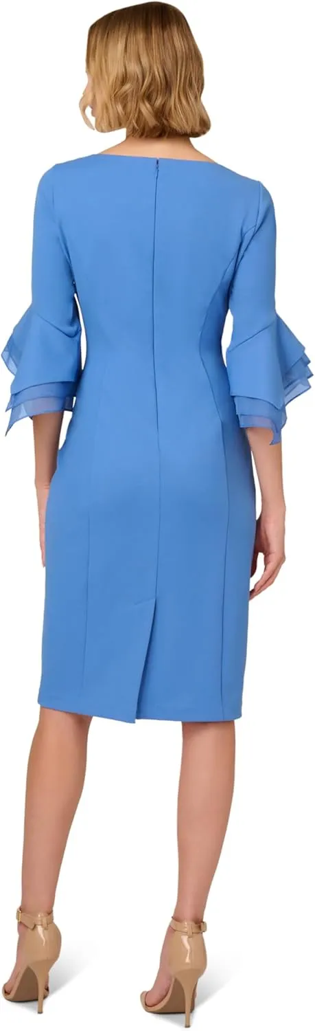 Adrianna Papell Women's Knit Crepe Tiered Sleeve Dress