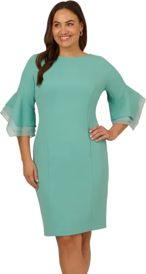 Adrianna Papell Women's Knit Crepe Tiered Sleeve Dress