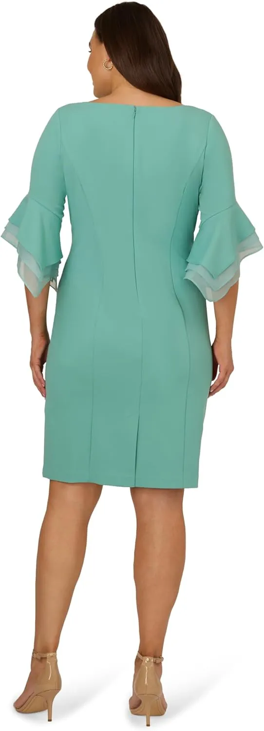 Adrianna Papell Women's Knit Crepe Tiered Sleeve Dress