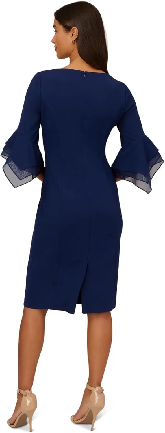 Adrianna Papell Women's Knit Crepe Tiered Sleeve Dress