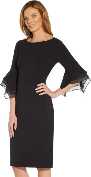 Adrianna Papell Women's Knit Crepe Tiered Sleeve Dress