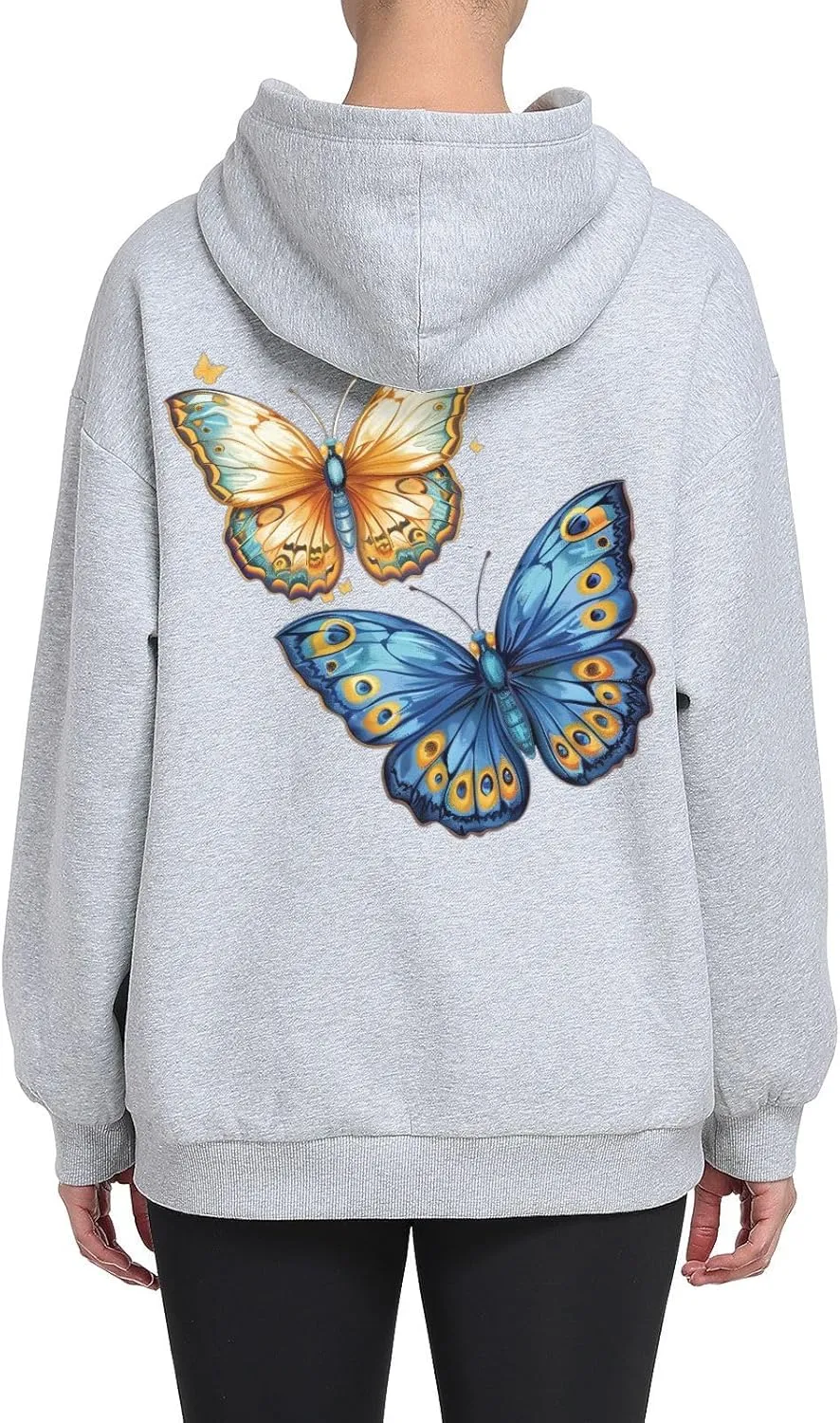 ALAZA Blue & Golden Butterflies Womens Hoodie Women's Sweatshirts Oversized Pullover Fall Spring Outfits