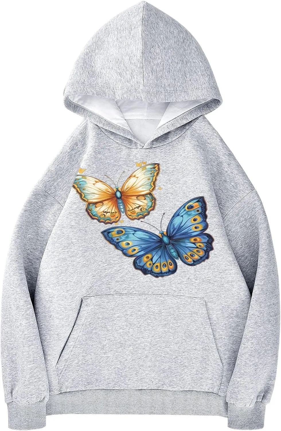 ALAZA Blue & Golden Butterflies Womens Hoodie Women's Sweatshirts Oversized Pullover Fall Spring Outfits
