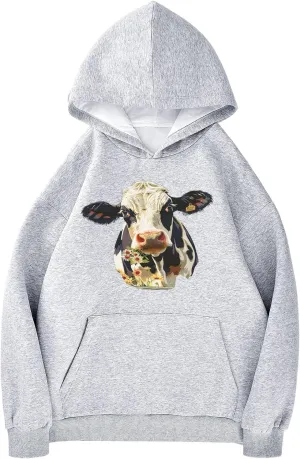 ALAZA Cow in Farm Womens Hoodie Women's Sweatshirts Oversized Pullover Fall Spring Outfits