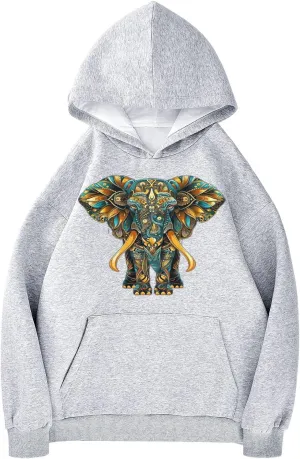ALAZA Indian Elephant Mandala Womens Hoodie Women's Sweatshirts Oversized Pullover Fall Spring Outfits