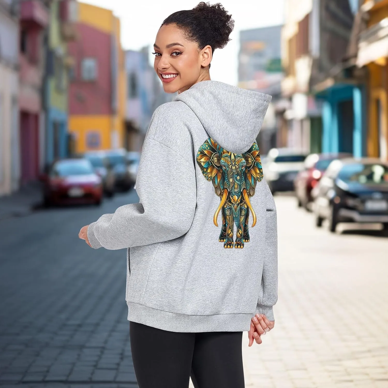 ALAZA Indian Elephant Mandala Womens Hoodie Women's Sweatshirts Oversized Pullover Fall Spring Outfits
