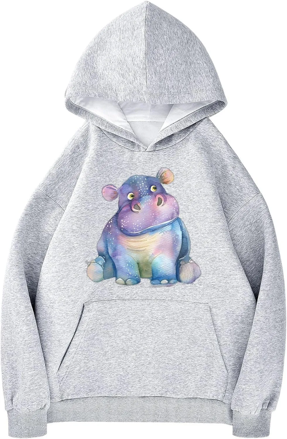 ALAZA Watercolor Hippo Hippopotamus Womens Hoodie Women's Sweatshirts Oversized Pullover Fall Spring Outfits
