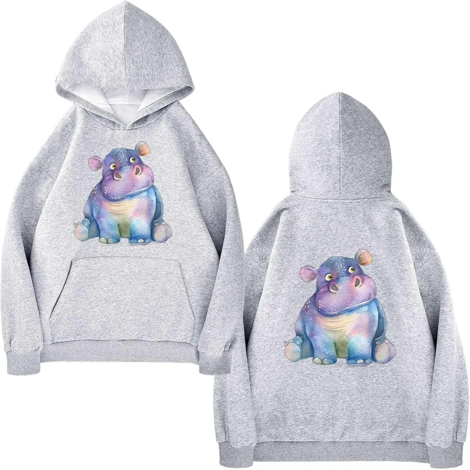 ALAZA Watercolor Hippo Hippopotamus Womens Hoodie Women's Sweatshirts Oversized Pullover Fall Spring Outfits