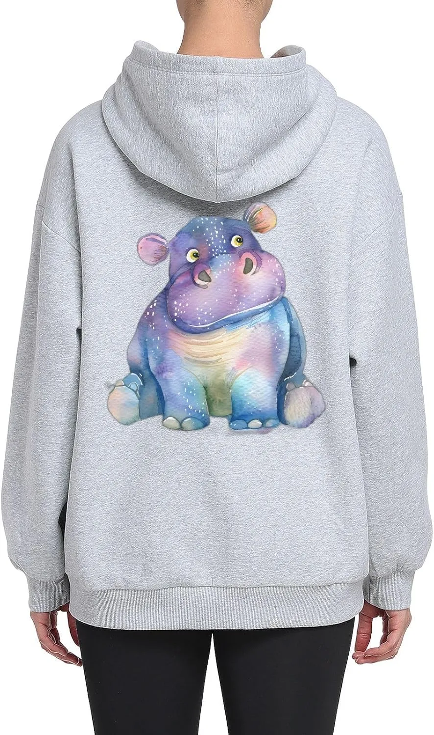 ALAZA Watercolor Hippo Hippopotamus Womens Hoodie Women's Sweatshirts Oversized Pullover Fall Spring Outfits
