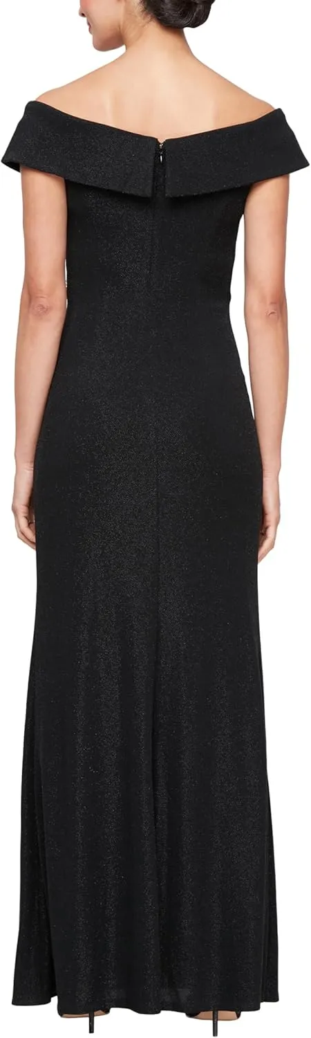 Alex Evenings Women's Off The Shoulder Fit and Flare Dress-lace and Sequined Elegance for Mother of The Bride Or Groom