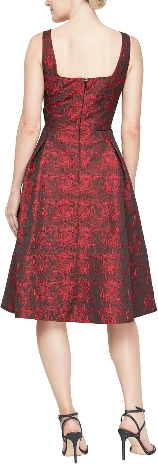 Alex Evenings Women's Short Sleeveless Party Gown with Pockets, Wedding Guest, Special Occasion Dress