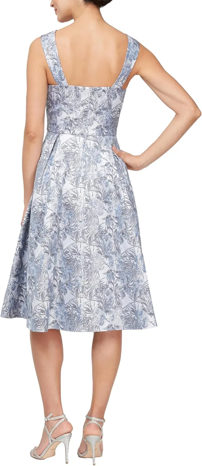 Alex Evenings Women's Short Sleeveless Party Gown with Pockets, Wedding Guest, Special Occasion Dress