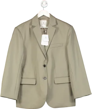 Anine Bing Green Single Breasted Wool Blazer UK M