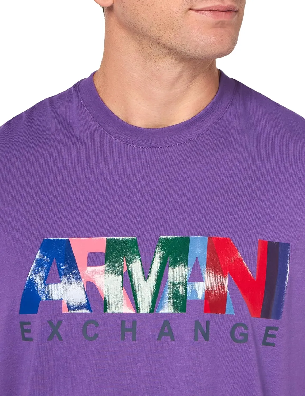 Armani Exchange Men's Comfort Fit Cotton Jersey Color Logo Tee