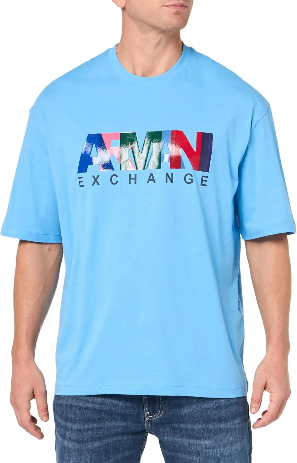 Armani Exchange Men's Comfort Fit Cotton Jersey Color Logo Tee