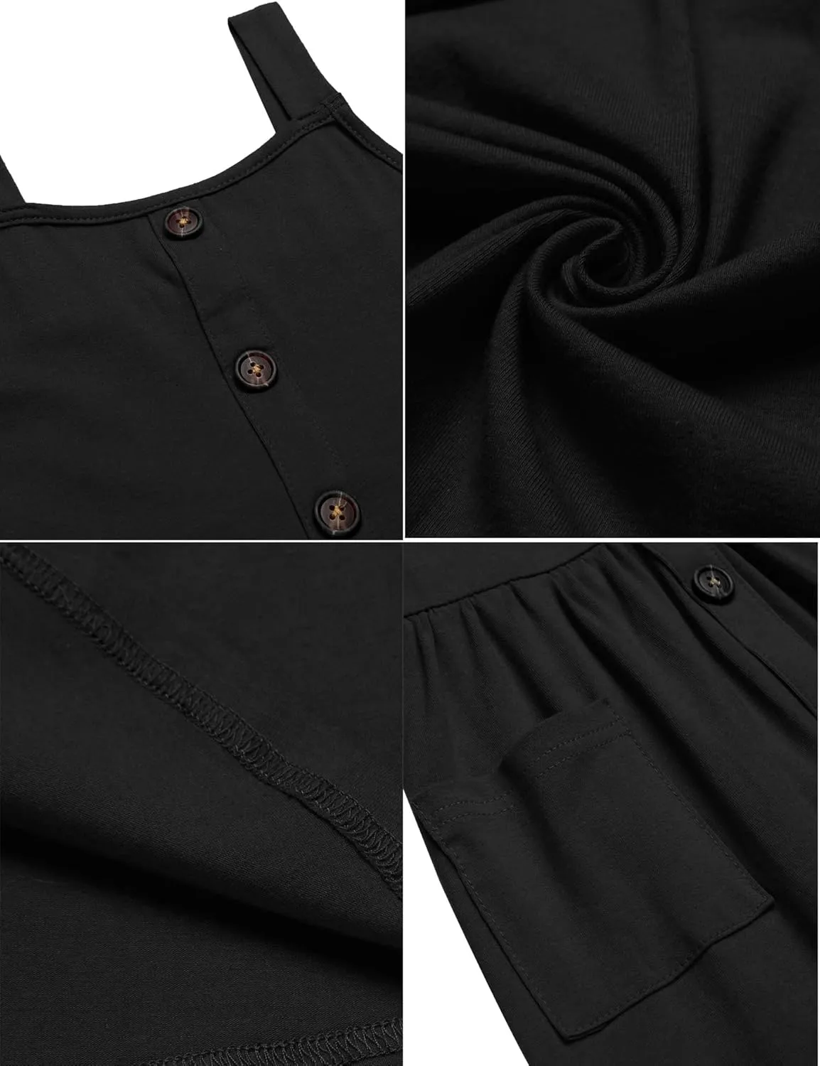 Arshiner Girl's Spaghetti Strap Button Down Midi Sleeveless Summer Casual Sundress A-line Dress with Pockets