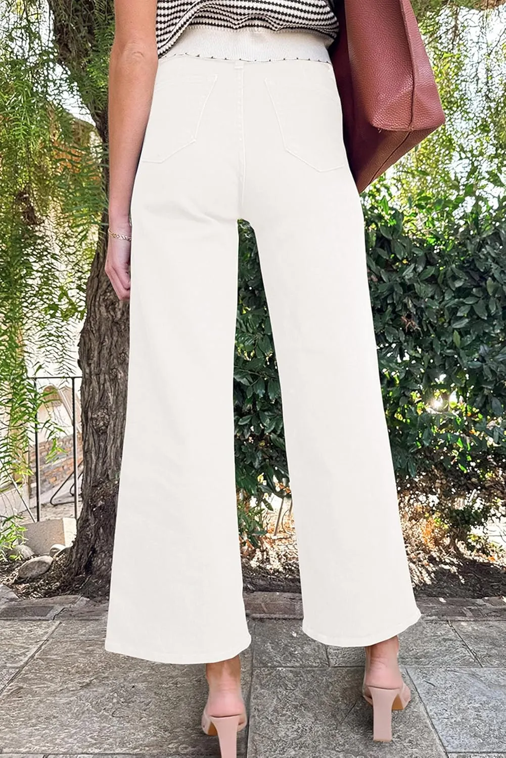 Astylish Womens High Waisted Jeans Stretchy Wide Leg Straight Trendy 2025 Summer Ankle Denim Pants No Front Pockets
