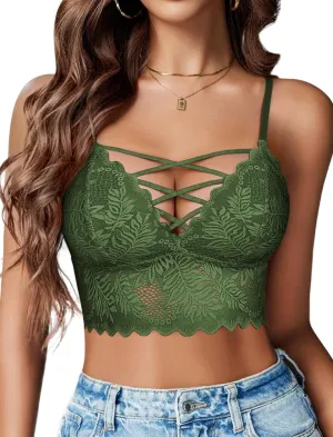 Avidlove Bralettes for Women V Neck Lace Camisole Y2K Tank Top Strappy Cami Unpadded Bra Lingerie Crop Tops Outfits