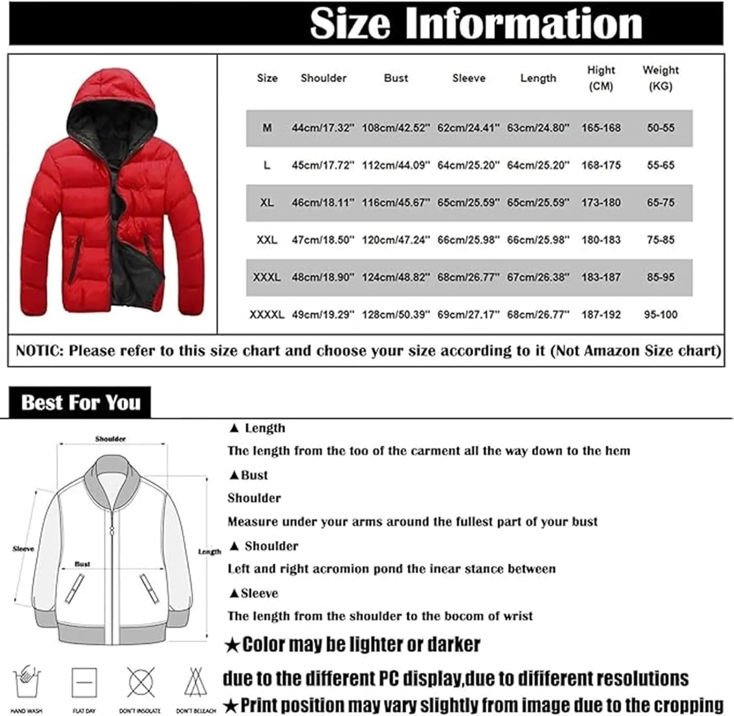 AYGJKIE Warm Winter Jacket Coat with Hood Medium Long Men's Cotton Padded Jacket with Windproof Zip