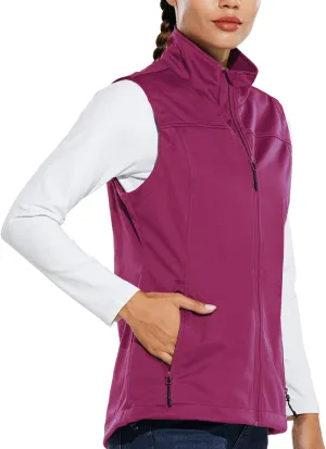 baleaf Women's Lightweight Vest Softshell Sleeveless Jacket Windproof Stand Collar with Zipper Pockets Running Hiking Golf