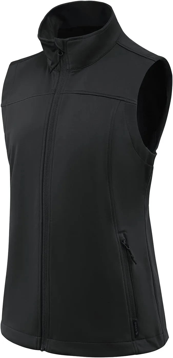 baleaf Women's Lightweight Vest Softshell Sleeveless Jacket Windproof Stand Collar with Zipper Pockets Running Hiking Golf