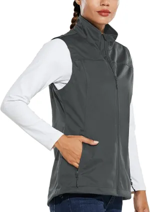 baleaf Women's Lightweight Vest Softshell Sleeveless Jacket Windproof Stand Collar with Zipper Pockets Running Hiking Golf
